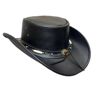 KIVOTECH New Adjustable Stylish Cowhide Leather Cowboy <b>Hat</b> Handmade <b>Western</b> Style Hair-on-Hide Sports - Product Image 5