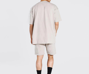 New Design Summer 2-Piece Men's Breathable 100% Cotton Sportswear Set with Quick Drying Short Sleeve <b>Top</b> and Sport Shorts - Product Image 2