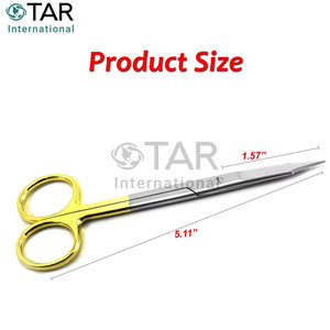 Tijeras Goldman Fox Rectas TC 13cm de Acero Inoxidable, Instrumentos Quirúrgicos Médicos, Anillos Dorados, Precio al por Mayor, Proveedor a Granel - Product Image 5