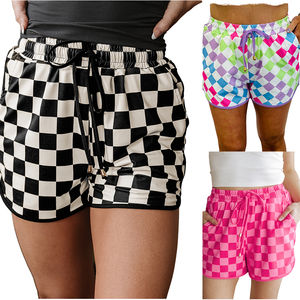 Nouveaux shorts décontractés pour femmes, personnalisables, de haute qualité, à taille haute élastique, à carreaux, pour la course à pied - Product Image 3