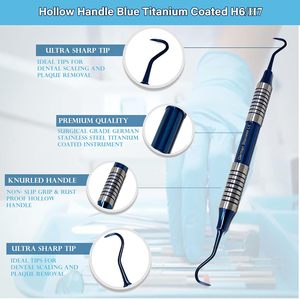 Kit de détartreur parodontal 3 pièces, revêtement en titane bleu premium H6/H7/204S et combo Montana Jack, réutilisable, ultra-léger - Product Image 4