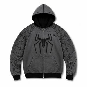 Sudadera con capucha y cremallera con estampado de telaraña personalizado para hombre, chaqueta gráfica estilo streetwear, sudadera estilo cómic - Product Image 6