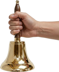 Solid <b>Brass</b> Loud Hand Call <b>Bell</b> for Weddings Christmas School 11 H 5 D Inch Polished <b>Brass</b> - Product Image 1