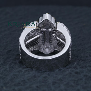 Bague croix pour homme en argent 925 plaqué or blanc, style religieux, diamants de laboratoire taille brillant ronde, bijoux - Product Image 3