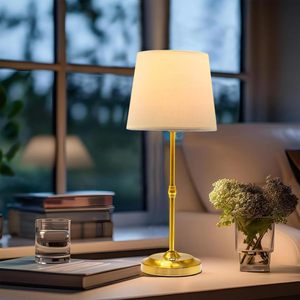 Designer Gold Flower LED Table <b>Lamp</b> Cordless Rechargeable USB Portable Lighting for Restaurant Dining Room Outdoor Use - Product Image 6