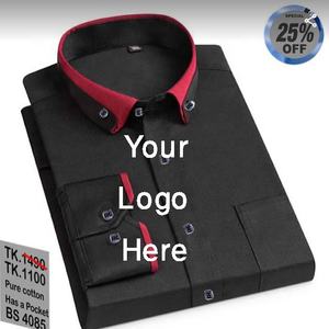 Venta directa de fábrica, camisas de negocios informales de alta calidad personalizadas para hombres, vestido Formal de manga larga para el trabajo, algodón 100% para otoño - Product Image 4