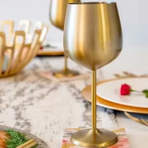 Gobelet à vin en métal couleur or, en acier inoxydable, réutilisable, verre à vin de qualité supérieure pour bar, fête, restaurant - Product Image 4