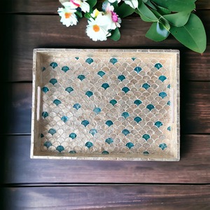 Bandeja Decorativa Moderna de Diseño Contemporáneo, Panel Único con Tema de Mosaico de Mármol Rectangular, Patrón Abstracto - Product Image 1