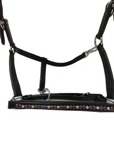 Rub International 6mm Stone Crystal Leather Halter con tamaño personalizable y color English Saddle Style Horse Halter - Product Image 4
