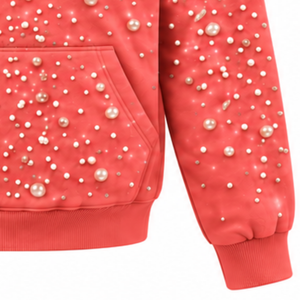 Sudadera con Capucha Unisex de Moda Urbana con Cuentas de Perlas de Coral, Capucha con Cordón Ajustable, Bolsillo Canguro, Estilo Casual Personalizado - Product Image 5