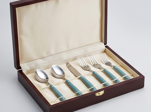 Ensemble de couverts minimalistes avec poignées turquoise, en acier inoxydable, compatibles lave-vaisselle, pour les occasions de repas et de mariage - Product Image 6