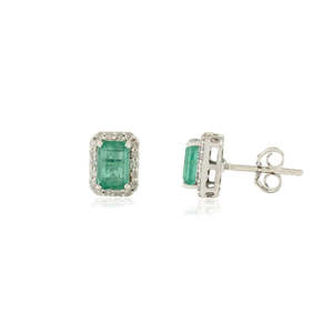 18K Gold <b>Emerald</b> Cut Diamond <b>Stud</b> <b>Earrings</b> 1.36ct IGI Certified - Product Image 4