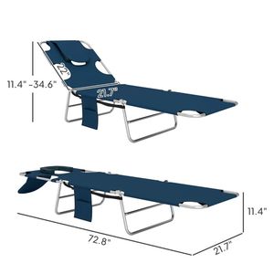 Sdraio da Esterno Blu Scuro, Sedia da Spiaggia per Prendere il Sole, Lettino Prendisole - Product Image 6