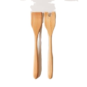 Ensemble de service à salade en bois écologique fait main, fourchette et cuillère en bois de hêtre massif, cadeau haut de gamme pour mariage et nouvellement-marrieds - Product Image 1
