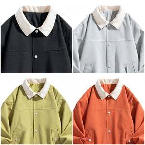 เสื้อแจ็คเก็ตโค้ชสีดำสำหรับผู้ชาย ปกสีครีม ติดกระดุมแป๊ก น้ำหนักเบา ปลายแขนและชายเสื้อยืดหยุ่น ปกแบบพับได้ เป็นมิตรต่อสิ่งแวดล้อม ระบายอากาศได้ดี - Product Image 5