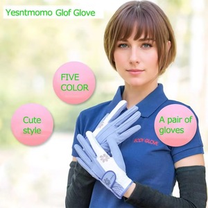 Gants de golf en cuir microfibre violet antidérapants, respirants, avec sangle de poignet réglable, gants de sport unisexes à doigts entiers - Product Image 2