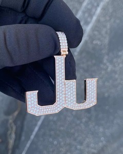 Pendentif Moissanite Personnalisé en Argent 925, Testeur de Diamant Inclus, Bijoux Hip Hop de Luxe, Lettre Alphabet Personnalisée - Product Image 4