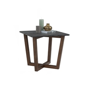 Modern Minimalist Marble Side <b>Table</b> Nordic Design Wooden Contemporary Dark Grey Stone Top Small Coffee <b>Table</b> - Product Image 2