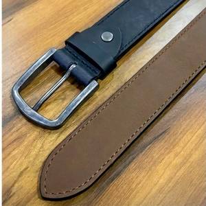 Ceinture en cuir de vachette réversible, couleur unie, boucle à ardillon rectangulaire argentée, style décontracté, ceinture pour homme durable - Product Image 3