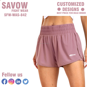 Shorts Deportivos Personalizados de Cintura Alta, Ajustados, Ecológicos, Transpirables, de Spandex/Poliéster, Coloridos, para Entrenamiento, Gimnasio, Yoga, Running, para Mujer - Product Image 3
