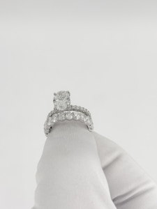 แหวนเพชรเพาะเลี้ยงในทองคำขาว 14K 18K |   เพชรรูปไข่ทรงกลมพร้อมดีเทลทรงกลมและรูปไข่ |   เครื่องประดับสำหรับผู้หญิงสำหรับการหมั้นหมาย - Product Image 6