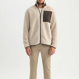 Veste d'hiver en polaire à fermeture éclair et col montant pour hommes et femmes, style urbain élégant, en polyester et coton respirant, vente en gros - Product Image 1