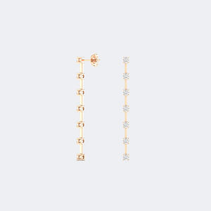 Boucles d'oreilles pendantes longues et linéaires en diamant rond de 0,95 CTW, D-E-F VVS-VS, cultivées en laboratoire, or 14 carats, bijoux fins de luxe durables, cadeau - Product Image 3