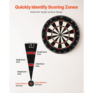 Self Healing Sisal Fibers Dartboard with 6 Darts Scoring Kit <b>Staple</b> Free Bullseye Rotating Number Ring - Product Image 6