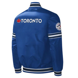 Chaqueta Varsity Bordada de Toronto para Hombre, Azul, Cuello Camisero, Corte Regular, Cierre de Cremallera, Estilo Casual, para Otoño - Product Image 5
