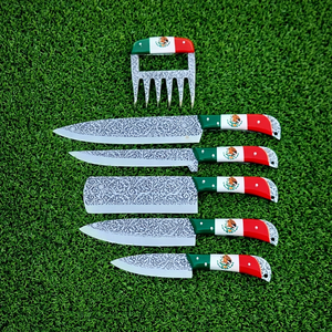 Juego de Cuchillos de Cocina de 4 Piezas, 5 Piezas, 7 Piezas |   Juego de Cuchillos de Chef de Acero Inoxidable Hechos a Mano con Diseño Grabado - Product Image 3