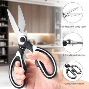 Ciseaux de cuisine multifonctionnels pour poisson, légumes et usage domestique, super tranchants, argentés, avec vis réglable - Product Image 6