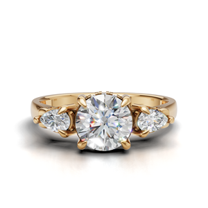 Anillo de Lujo de Oro Amarillo/Blanco y Oro Rosa de 18K con Tres Diamantes Cultivados en Laboratorio - Product Image 1