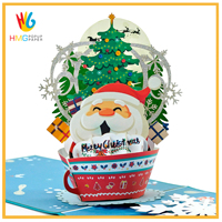 Tarjetas 3D Pop-up para Empresas y Tiendas de Regalos, Superventas, Tarjetas de Felicitación Navideñas con Diseño de Santa Claus