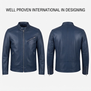 Blouson de motard de luxe pour homme en cuir PU écologique imperméable 1250 GSM vert forêt grain de galet avec logo personnalisé et empiècements - Product Image 3