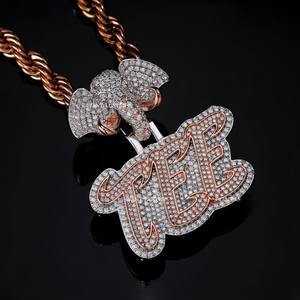 Joyería Hip Hop Unisex, Colgante Personalizado con Letra, Plata de Ley 925, Moissanita VVS, Bañado en Rodio Certificado, para Uso Diario - Product Image 5