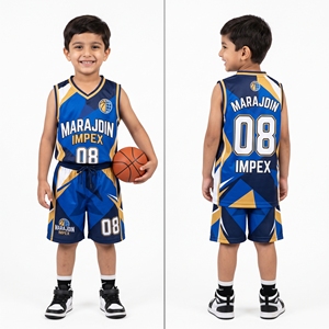 Ensemble de maillots et shorts de basketball personnalisés pour enfants, sublimation, respirant, séchage rapide, tenue d'équipe, fabricant OEM - Product Image 6