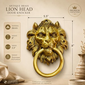Battant de porte en laiton de luxe Lion Doré, moderne, sculpté en 3D, haute simulation, pour décoration extérieure - Cadeau Fête des Pères - Product Image 3