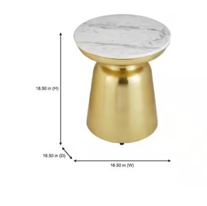 Table d'appoint en laiton avec plateau en marbre blanc, design sablier, pour la vente en gros - Product Image 2