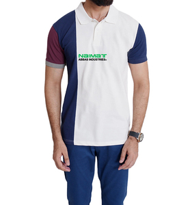 Camiseta Polo para Hombre Naimat Abbas Industries, Manga Corta, Bloques de Color, Algodón, Casual, Transpirable, con Logotipo Estampado en la Parte Delantera - Product Image 1