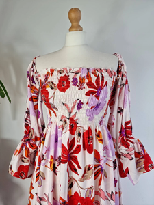 Midi Paisley Floral Cómodo Mezcla de algodón Seda para Bodas de verano High Teas Elegante Blanco Púrpura Rojo Colores Casual Maxi - Product Image 6