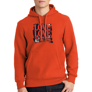 เสื้อสเวตเชิ้ตมีฮู้ดสีส้มสำหรับผู้ชาย พิมพ์ลาย Love Is All You Need ผ้าฝ้ายถักแบบลำลอง ดีไซน์กระเป๋าหน้า ทรงปกติ ใส่ได้ในฤดูใบไม้ร่วง - Product Image 1