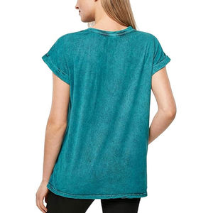 Camiseta de algodón con lavado ácido de talla grande con logotipo personalizado OEM, camiseta de manga corta con lavado ácido al por mayor para mujer con envío y entrega. - Product Image 6