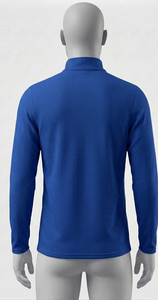 Haut à manches longues pour homme, bleu, tricoté, col montant, coupe classique, séchage rapide, pour l'automne, 100% polyester, uni - Product Image 3