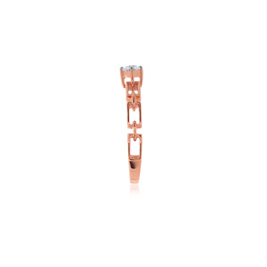 Bague solitaire à maillons en or rose avec pierre en zircone cubique de taille ronde, bijoux de fiançailles élégants pour femmes, cadeau - Product Image 3