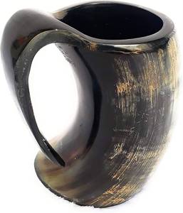 Mug en corne de buffle artisanal et écologique, style viking, animalier et religieux, pour bière et café, Inde FAIZA CRAFT FC-5556 - Product Image 4
