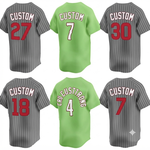 Custom Lite Green Baseball Jersey Stitched Team Uniform Personalized Athletic Wear Pinstripe Unisex V-neck 100% Cotton - Product Image 1