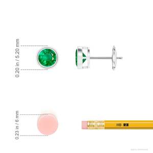 Natural <b>Emerald</b> Bezel <b>Stud</b> Earrings May Birthstone 14kt Solid Gold Minimalist Everyday Round Cut Green <b>Emerald</b> Earrings - Product Image 4