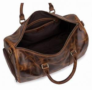 Bolsa de Viaje de Fin de Semana Gravs Premium, de Cuero Marrón Desgastado de Grano Completo, Modelo DF14, para Hombre, para Viajes Cortos, Grande, de Alta Calidad - Product Image 4