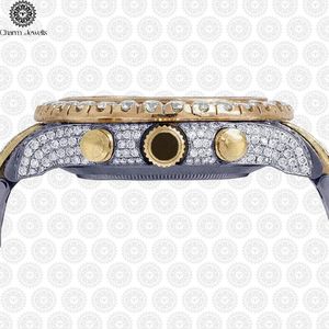Charm_Jewells Women's Luxury Gold <b>Chronograph</b> Watch Round Case Analog Mechanical Movement Diamond Encrusted Stainless Steel Band - Product Image 5