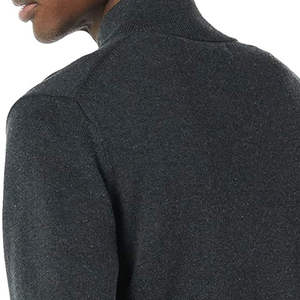 Pull en maille gris foncé pour homme, col montant, coupe classique, couleur unie, idéal pour l'automne - Product Image 5